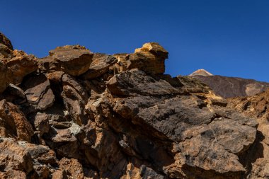 Teide Ulusal Parkı, Tenerife, Kanarya Adaları, İspanya 'daki ünlü Pico del Teide dağ volkanının güzel manzarası