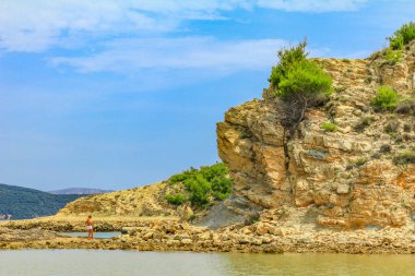 Hırvatistan 'ın Rab adasında kumlu plajlar