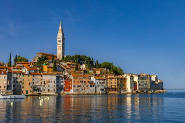 View of the old romantic town of Rovinj on the Istrian Peninsula in Croatia clipart