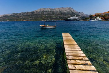 The old town on the island of Korcula, the city where the famous discoverer Makro Polo was born and lived clipart