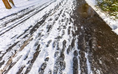 Winter in the mountains, a winter walk, landscape by the Vistula River in Ustron clipart