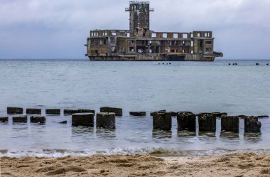 Torpedo research center in Gdynia, ruins of an old German factory on the Baltic Sea, monuments from World War II clipart