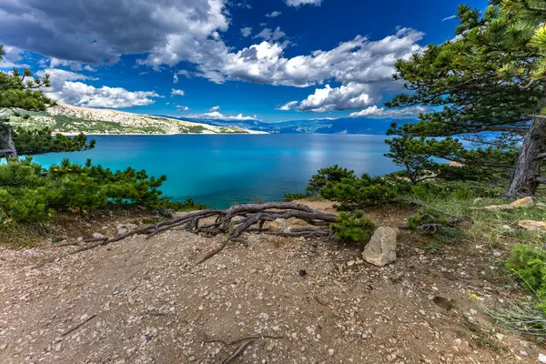 Baska 'daki kumsaldan Bag Dağı' na kadar yürüyüş yolu, yukarıdan görülen şehir manzarası, Bask sahilindeki koyu masmavi su.