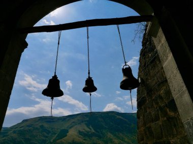 Mağara kasabası Vardzia, Georgia 'daki kilisenin kemerleri. Yüksek kalite fotoğraf