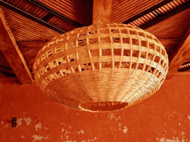 Close up of traditional Moroccan straw lamp at Berber home. High Atlas Mountains, Morocco. High quality photo