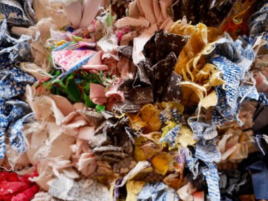 Close up of colorful fabric rug, wallpaper background. High quality photo