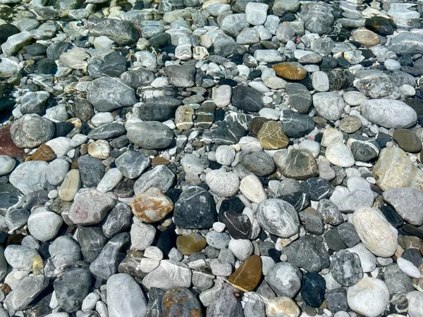 Luftaufnahme Von Kieselsteinen Kristallklaren Fluss Shala Albanien Hochwertiges Foto — Stockfoto