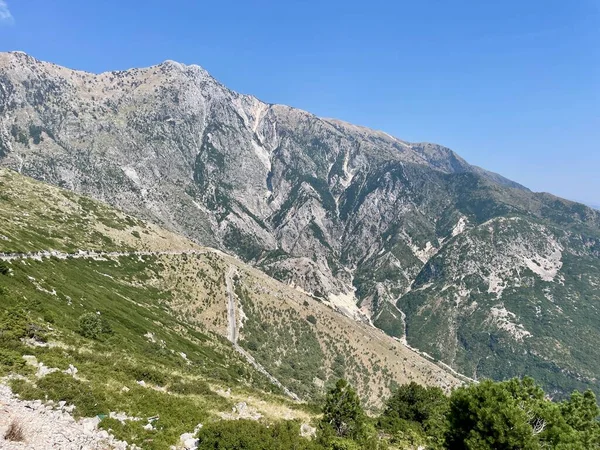 stock image Spectacular winding mountain road to Llogara Pass, Albania. High quality photo