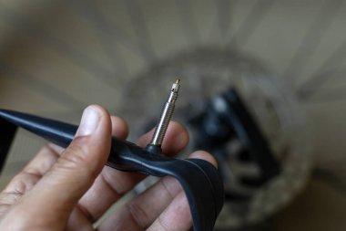 Ön planda bisiklet vanası var.