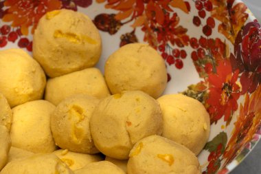 Corn dough balls to prepare Hallaca or tamale clipart