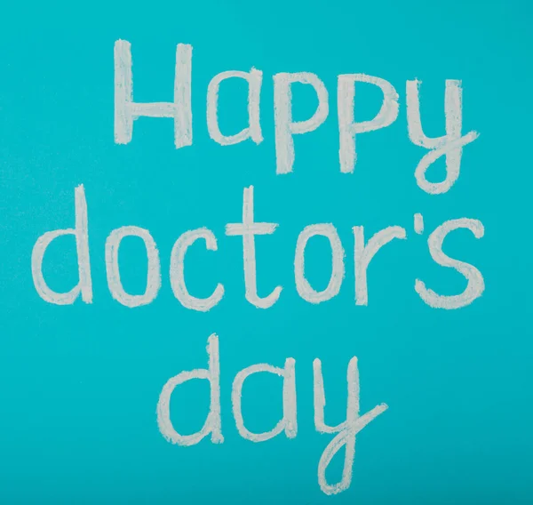 Lettering Chalk Happy Doctor Day Blue Background — Foto Stock