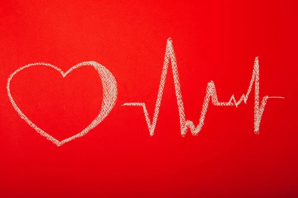 Chalk Drawing Heart Cardiogram Pulse — Fotografia de Stock