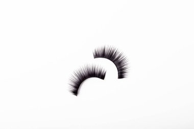 Close up of false eyelashes isolated on white background