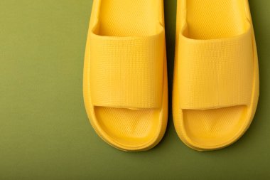 Slippers on a colorful background. Slippers. Indoor shoes. Close-up.