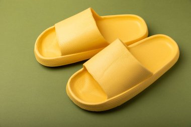 Slippers on a colorful background. Slippers. Indoor shoes. Close-up.