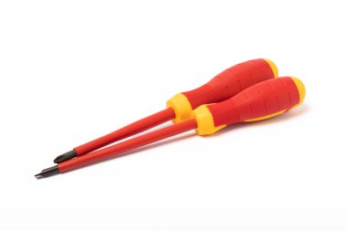 Kırmızı tornavida beyaz arka planda izole edildi. Araç.