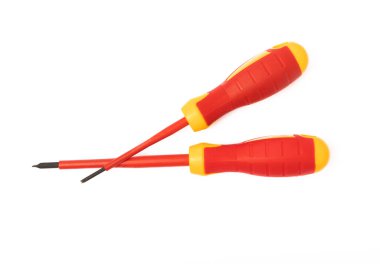 Kırmızı tornavida beyaz arka planda izole edildi. Araç.