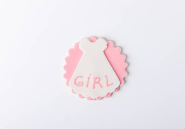 Baby shower cookies isolated on white background.