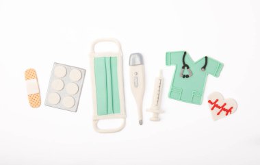 Doctor's day cookie isolated on white background. Gingerbread.Health and medicine concept.