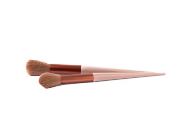 Cosmetic makeup brush isolated on white background. Professional makeup brush set.