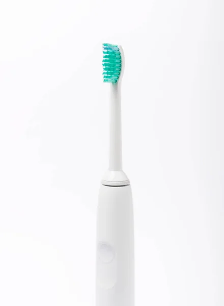 Electronic Ultrasonic Toothbrush Charging Stand Isolated White Background Dental Concept — Stock Photo, Image