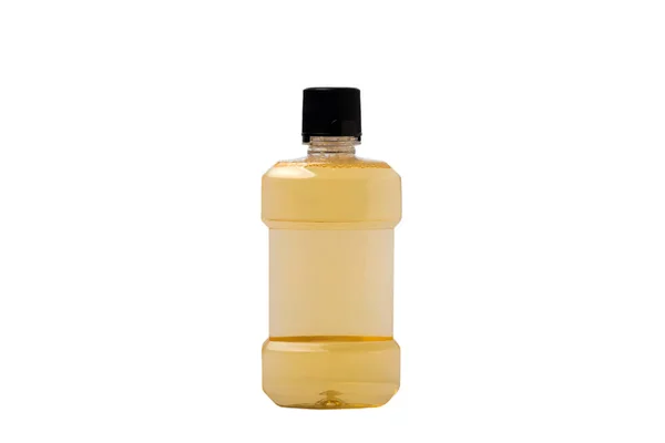 Бутылка Жидкостью Полоскания Рта Изолирована Белом Фоне Стоматологическая Помощь Свежий — стоковое фото