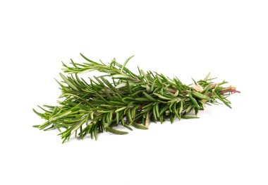 Biberiye beyaz arka planda izole edilmiş. Taze baharat. Et ve balık çeşnisi. Tarif.