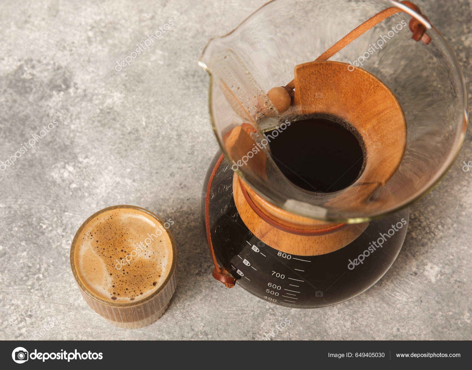 Preparing Coffee Using Chemex Pour Coffee Maker Drip Kettle Alternative  Stock Photo by ©zver2334 649405044