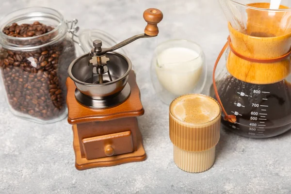 Preparing Coffee Using Chemex Pour Coffee Maker Drip Kettle Alternative  Stock Photo by ©zver2334 649405044