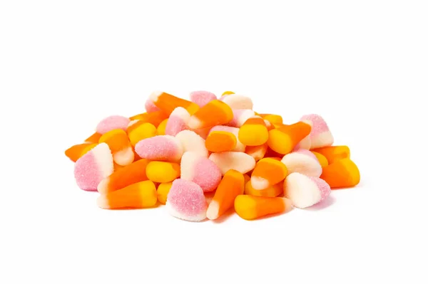 Halloween Bonbongelee Auge Kürbis Marshmallows Maisbonbons Isoliert Auf Weißem Hintergrund — Stockfoto