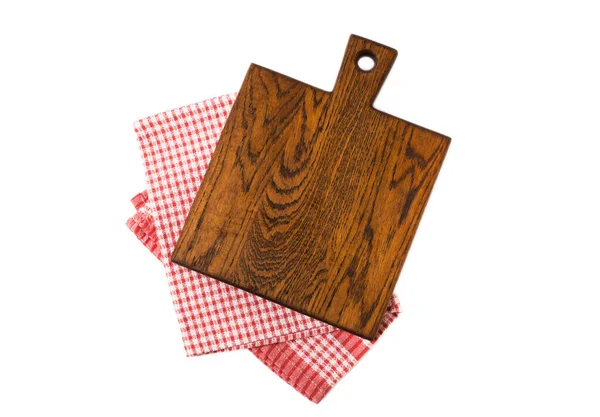 Cutting Board Napkin Isolated White Background Handmade Cutting Board Wood — Stock Photo, Image