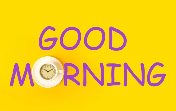 Bom Dia Café Despertador Conceito Relógio Fundo Colorido Brilhante Visão — Fotografia de Stock