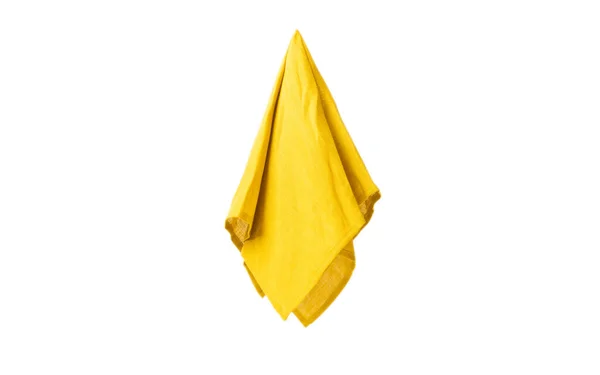 Kuchyňský Ručník Žlutý Ubrousek Izolované Bílém Pozadí Piknikový Ručník Domácí — Stock fotografie