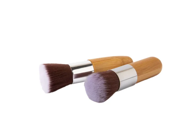 Cosmetic makeup brush isolated on white background.Blush, eyeshadow contour, foundation, concealer bronzer, angled brushes. makeup set. beauty concept.
