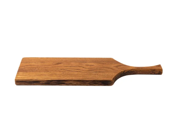Moderní Dřevěná Řezací Deska Izolovaná Bílém Pozadí Recept Kuchyňské — Stock fotografie