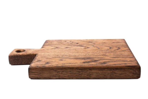 Nowoczesna Drewniana Deska Cięcia Izolowana Białym Tle Przepis Naczynia — Zdjęcie stockowe