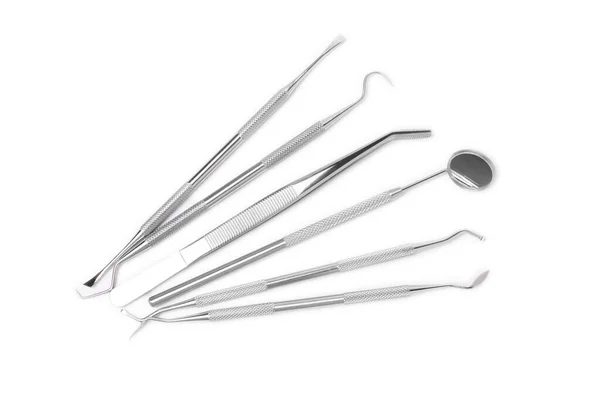 Dental Instruments Isolated White Background Professional Tools Oral Care Whitens — Stock Photo, Image