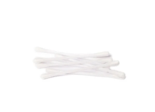Białe Waciki Izolowane Białym Tle Bawełniane Pąki Higieniczne Waciki Uszy — Zdjęcie stockowe