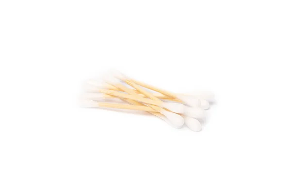 Fehér Pamuttörlőkendő Fehér Alapon Pamut Bimbók Higiénikus Vattapálca Fülnek Mockup — Stock Fotó