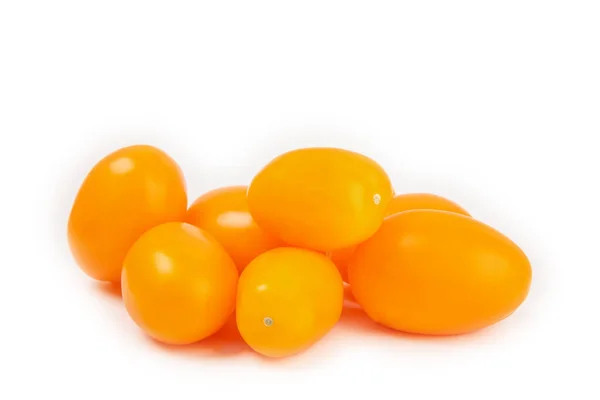 Gele Tomaat Geïsoleerd Witte Achtergrond Verse Gele Kerstomaten Verse Groenten — Stockfoto