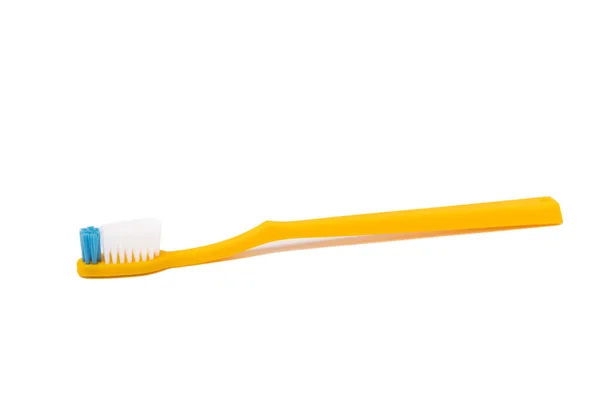 Escova Dentes Amarela Isolada Fundo Branco Prevenção Placa Dentária Cárie — Fotografia de Stock