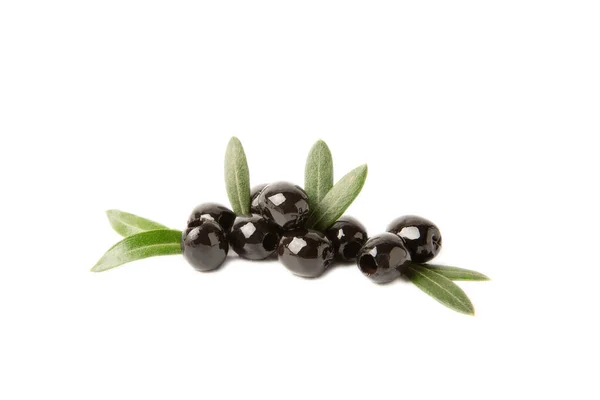 Chutné Černé Olivy Izolované Bílém Pozadí Olivovníky Olivovníky Bílém Stole — Stock fotografie