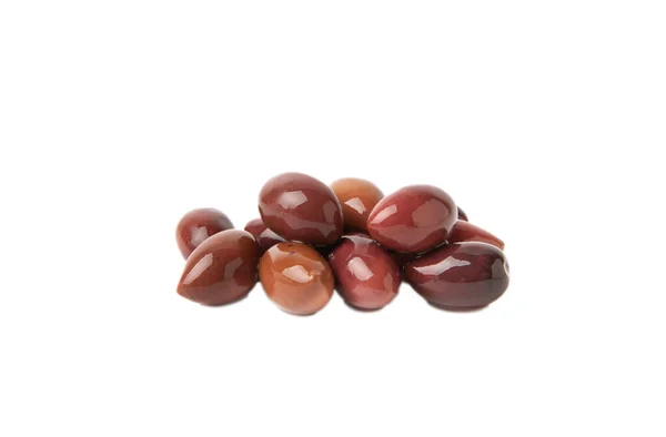 Lahodné Červené Olivy Izolované Bílém Pozadí Olivovníky Olivovníky Bílém Stole — Stock fotografie
