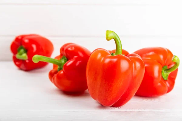 Paprika Fresh Whole Red Bell Pepper Light Textured Background Bulgarian — Stock Photo, Image