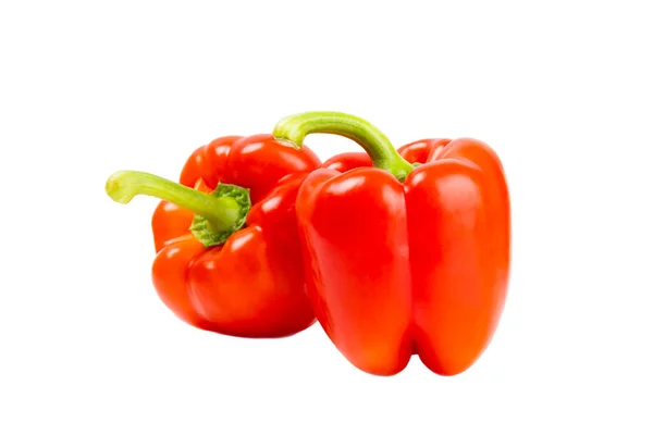 Paprika Fresh Whole Red Bell Pepper Isolated White Background Bulgarian — Stock Photo, Image