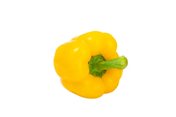 Paprika 白い背景に隔離された新鮮な黄色いベルペッパー ブルガリアのサラダペッパー 新鮮な野菜 ハーベスト ヴィーガン クローズアップ — ストック写真