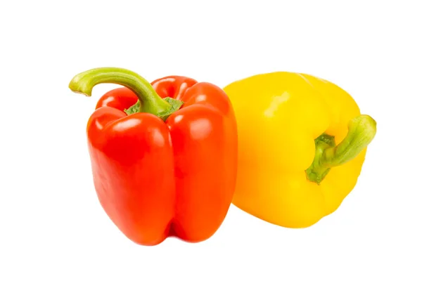 Paprika Fresh Yellow Red Bell Pepper Isolated White Background Bulgarian — Stock Photo, Image