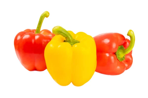 Paprika Fresh Pimentão Amarelo Vermelho Isolado Sobre Fundo Branco Salada — Fotografia de Stock