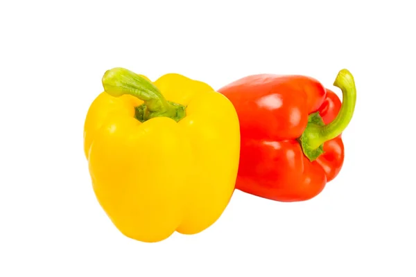 Paprika Frischer Gelber Und Roter Paprika Isoliert Auf Weißem Hintergrund — Stockfoto