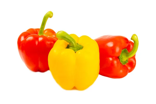 Paprika Fresh Yellow Red Bell Pepper Isolated White Background Bulgarian — Stock Photo, Image